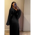 thumbnail image 2 of AURA Women Plus Size V Neck Bodycon Long Dress Elegant Long Sleeve Solid Color Dress, 2 of 5