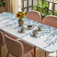thumbnail image 3 of Eucalyptus Leaves Table Cloths for 8 Foot Rectangle Tables, Light Blue Summer Botanical Weeping Patio Waterproof Elastic Fitted Tablecloths, Washable Rectangular Table Cover for Camping, 3 of 8