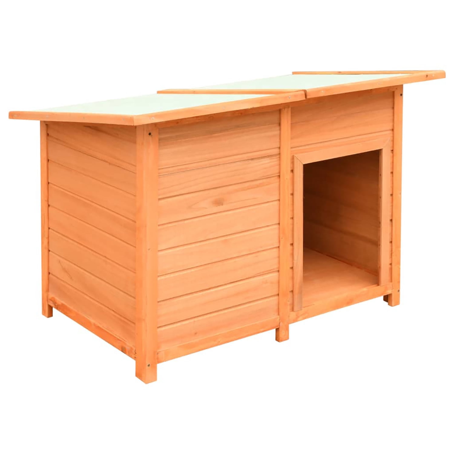 Pefilos 44" Outdoor Dog House with Waterproof PVC Plastic Roof, Indoor Wood Cat Houses Pet House with Breathable Doors, Brown Pefilos 44" Outdoor Dog House with Waterproof PVC Plastic Roof, Indoor Wood Cat Houses Pet House with Breathable Doors, Brown