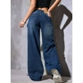 thumbnail image 5 of Women'S Low-Rise Straight Jeans Casual Loose Boyfriend Style Wide-Leg Jeans Blue S, 5 of 6