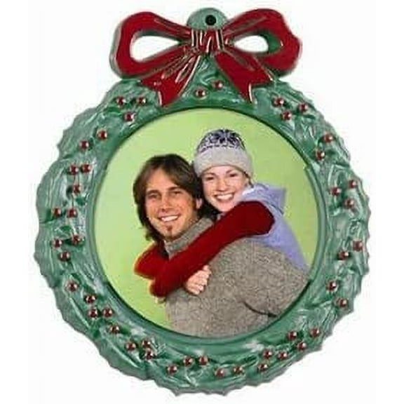 Snapins Green Christmas Wreath Photo Ornament - Pack of 50