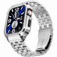 thumbnail image 1 of wonima44 Stainless Steel Case and Band Compatible with 45mm Apple Watch Bands for Men, Metal Rugged Protective Bumper for iWatch Apple Watch Series 9 8 7 Band, Silver, 1 of 1