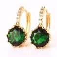 thumbnail image 2 of Amazon Solitaire Hoop Green, CZ Earrings, Gold, 2 of 2