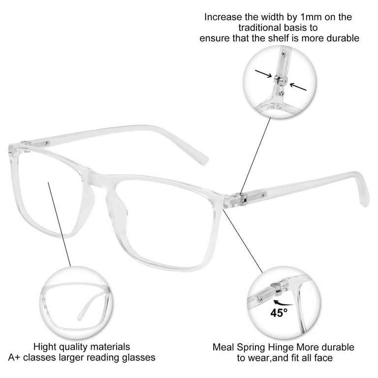 OCCI CHIARI Blue Light Blocking Reading Glasses Mens Super Lightweight  Reader Full Titanium Rimless Glasses 1.0 1.25 1.5 1.75 2.0 2.25 2.5 2.75  3.0 3.5 with Acrylic Lens 