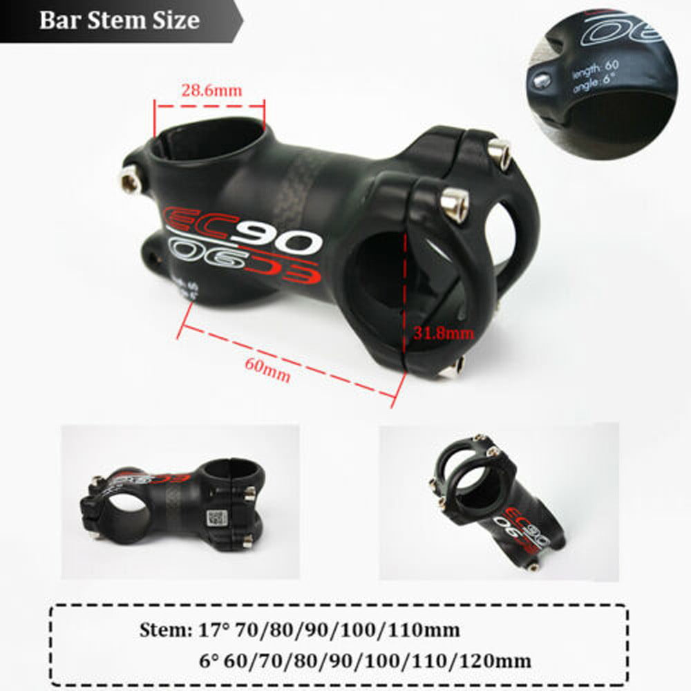 Fansipro EC90 MTB Road Bike Stem 6/17 Degree 60-120mm Cycling Ultralight Handlebar Stems
