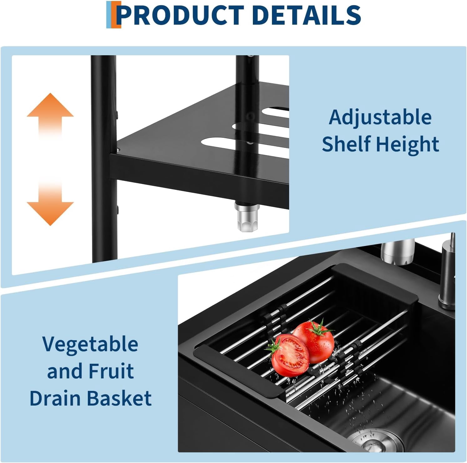 Rugerasy Stainless Steel Utility Sink,Freestanding Commercial Sink,Adjustable Leg with Hot and Cold Water Faucet,Hoses and Drain Kit,Large Laundry Tub for Kitchen,Garage,Bathroom,Outdoor Use