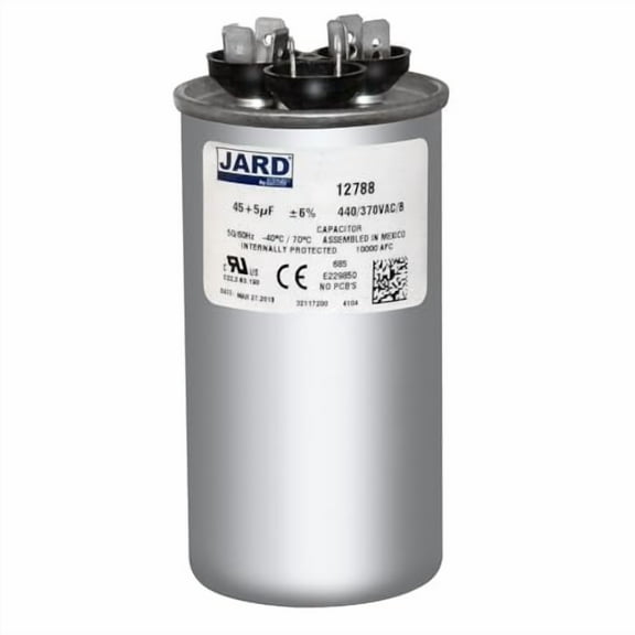 45   5 uF x 370 or 440 VAC - Jard # 12788 Round Dual Run Capacitor, Sold Each$$Electrical