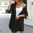 thumbnail image 4 of Htigea Women's Lightweight Open Front Cardigans Half Sleeve Casual Soft Drape Summer Cardigan Black 2XL, 4 of 8