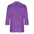 thumbnail image 5 of Womens Ruffle 3/4 Sleeve Tops V Neck Casual Cute Fall Spring Summer Tee Shirts Solid Color Loose Tshirts (L, Purple), 5 of 7