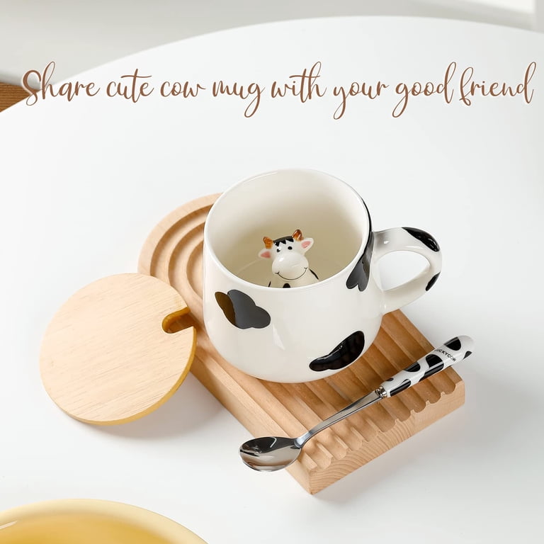 Cherry Cup Cherry Blossom Tea Cup Set With Lid & Spoon - 13oz Kawaii Ceramic  Mug Gift For Women Cat Tea Mug