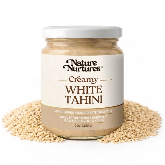 Creamy White Sesame Tahini | Raw Stone Ground | Small Batch | No Added Sugar | No Palm Oil | Made in USA