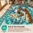 thumbnail image 4 of Design&I 8'x10' Washable Area Rug Extra Large Skid-Resistant Low Profile Boho Peacock Medallion With Distressed Vintage Border Accents for Living Room, Family, 4 of 7