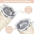 thumbnail image 5 of 40 oz Daisy Tumbler with Handle and Straw Lid Daisy Themed Gifts for Women Flower Lovers Double Insulated Cup Travel Coffee Mug, 5 of 6
