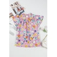 thumbnail image 4 of Women's Pink Floral V Neck Top with Flutter Sleeves - Elegant Spring/Summer Style - [ZhiHiMeRi] | (US 12-14)L, 4 of 10