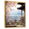 thumbnail image 2 of Designart "Window to Tokyo in Pink III" Landscapes Framed Wall Art - Traditional Pink Japan Hallway Framed Wall Art Decor, 2 of 6