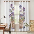 thumbnail image 3 of Watercolor Purple Floral Kitchen Curtains Window Panels, Spring Flower Basket Botanical Insulated Window Treatment Curtain, Grommet Curtains for Bedroom/Living Room/Bathroom, 2 Piece 42"Wx84"L, 3 of 8