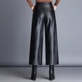 thumbnail image 2 of Pantalones de cuero para mujer, pantalones anchos y recortados de cintura alta, pantalones de cuero PU sueltos de otoño e invierno, estilo coreano, ropa exterior adelgazante de talla grande, 2 of 5