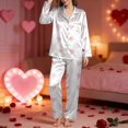 thumbnail image 2 of Pajamas for Women Set Soft Valentines Long Sleeve Lapel Shirts Pants Sleep Nightwear, 2 of 5