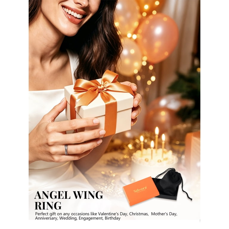 Silvora Angel Wing Sterling Silver Ring, Unisex photo 4