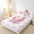 thumbnail image 4 of Homewish Cartoon Axolotl Twin Sheet Sets 3pcs for Preppy Child,Kawaii Pink Bow Twin Fitted Sheet Microfiber,Cute Animal Salamander Breathable Flat Sheet,Lightweight Room Decor, 4 of 7