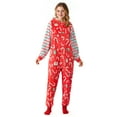 thumbnail image 4 of Joyfy Christmas Pajamas for Women, Adult Womens Christmas Pajamas Set, Fleece Santa Claus Print Hoody Jumpsuit, Holiday Xmas Union Suit (XL, Red), 4 of 11