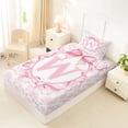 thumbnail image 4 of Feelyou Bowknot W Initial Twin Sheet Sets for Girls Kids, Rose Flower Floral Bedding, Pink White, 3-Piece, 4 of 5