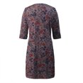 thumbnail image 3 of SMihono Robe d'Été Grande Taille pour Femmes 2023 Mode Robe Longue Décontractée à Manches Mi-Longues Col en V Imprimée, 3 of 5