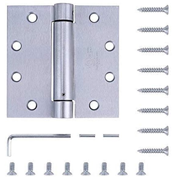 Stylever Pack 2 - Charnière de Porte Réversible à Fermeture Automatique en Acier Inoxydable de 4,5 Po - Charnière de Porte à Ressort Commerciale Robuste - UL Répertoriée avec Matériel d'Installation Complet