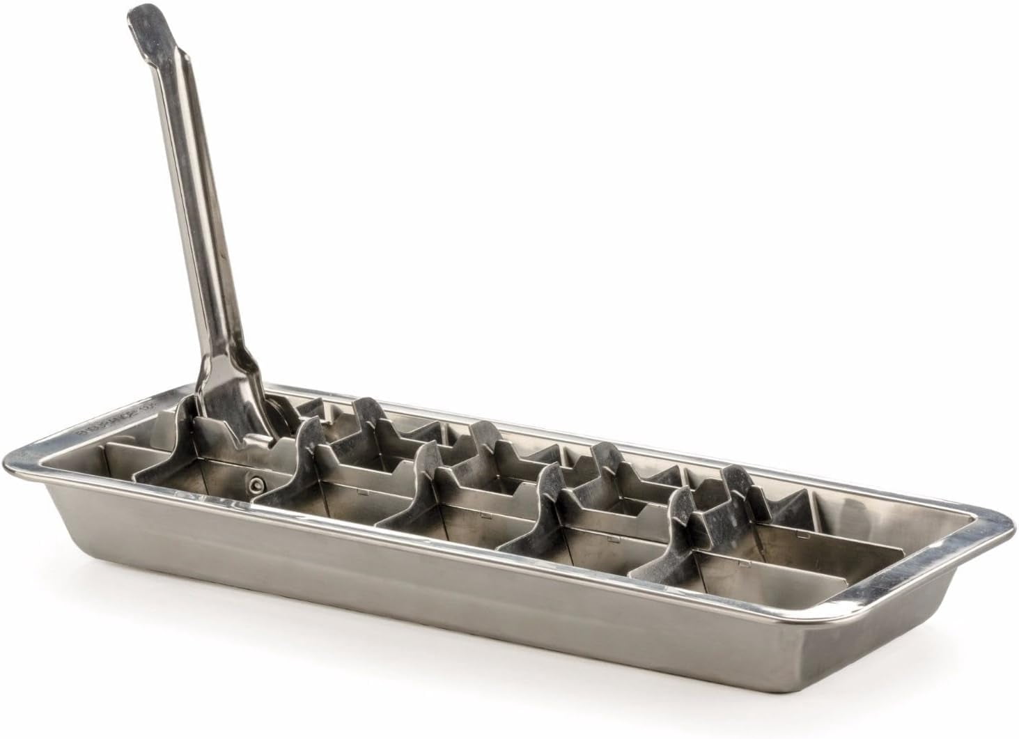 Vintage Inspired Ice Cube Tray | 18/8 Stainless Steel | 18 Slot Ice Cube Tray | Easy Release Handle, 11" | Retro Design for Bars & Kitchens | Levers Remove Cubes | Dishwasher Safe