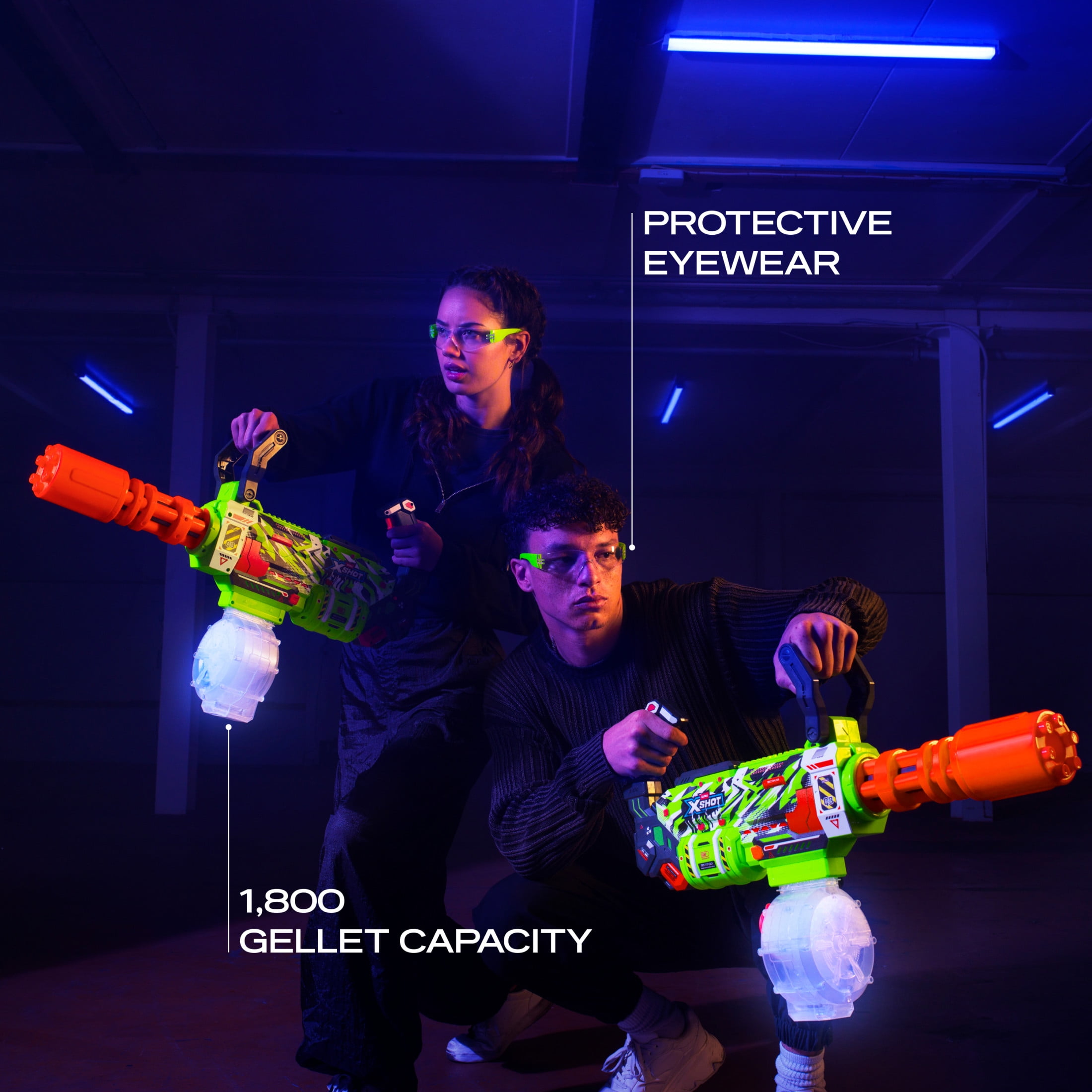 XSHOT Hyper Gel Glow Motorized Gatling Blaster with 10,000 Gel Pellets by ZURU, Outdoor Motorized Gel Blaster for Boys and Girls, Teens and Adults aged 14+