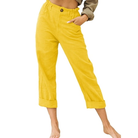

Flowy Pants For Women Women Lounge Pants Comfy Pajama Bottom With Pockets Stretch Plaid Sleepwear Drawstring Pj Bottoms Pants(XXL Yellow)