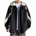 thumbnail image 2 of M-5X Plus Size Jackets for Men Big & Tall Lightweight Windbreaker Coats Casual Long Sleeve Zip Up Color Block Hiking Raincoats with Pockets and Hood, 2 of 5