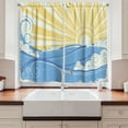thumbnail image 2 of Ambesonne Retro Kitchen Curtains, Vintage Waves with Sun, 55"x39", Pale Yellow White, 2 of 3