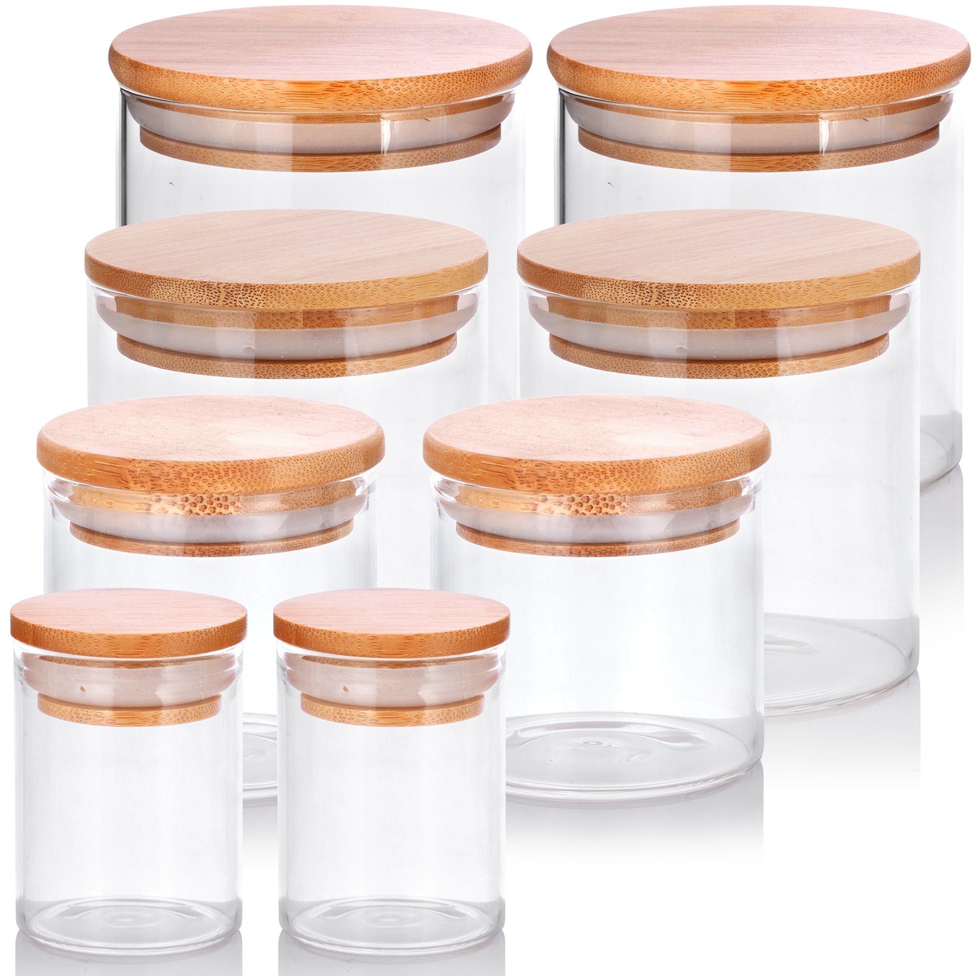 KKC Borosilicate Glass Storage Jars with Wooden Lids,18 FLoz (550
