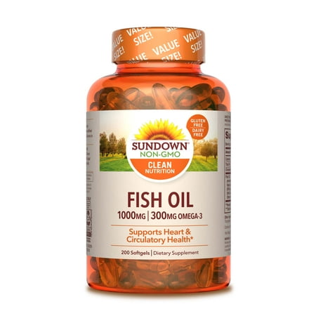 Smart Omega 3 - Sundown Naturals Omega-3 Fish Oil Softgels, 1000 Mg, 200 Ct