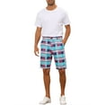 thumbnail image 2 of INSPIRE CHIC Men's Shorts Plaid Pattern Straight Fit Comfort Flat Front Checked Shorts 34 Blue Red, 2 of 6