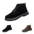 thumbnail image 2 of LIJCC Men's Warm Suede Lace Up Low Heel Chukka Ankle Boots Autumn Winter Durable High Top Leather Shoes Classic Fashion Comfortable Daily Lace up Outdoor Leisure Work Boots, 2 of 6