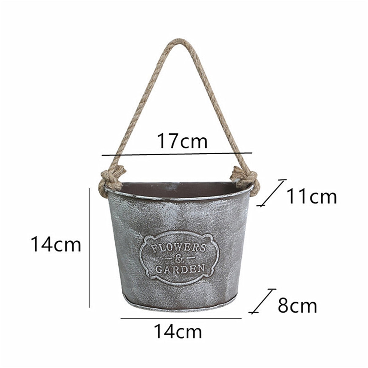 Trianu 2Pcs Galvanized Hanging Wall Planter, Rustic Metal Wall Flower Vase Hanging Plant Holder for Succulents Herbs Country Home Farmhouse Wall Decoration