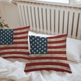 thumbnail image 6 of Throw Pillow Covers 16x16 Inch Set of 2, Vintage Red American Flag Waterproof Outdoor Pillow Covers, US Flag Stripe Retro Starts Decorative Cushion Pillowcases for Couch, Sofa, Bed, Garden, Patio, 6 of 9