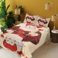 thumbnail image 2 of Ambesonne Cartoon Fitted & Top Sheet Set with Shams, Queen Cards, Red Brown Ecru, 2 of 5