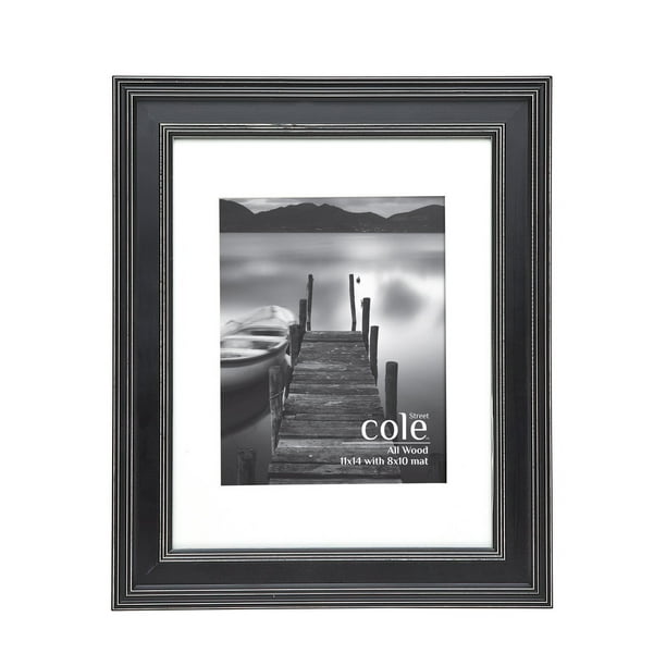 Distressed Black Picture Frame 11x14 or 8x10 With Mat