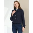 thumbnail image 2 of DARING DIVA Women's Turn Down Collar Single Breasted Outwear Winter Pea Coat Navy Blue S, 2 of 6
