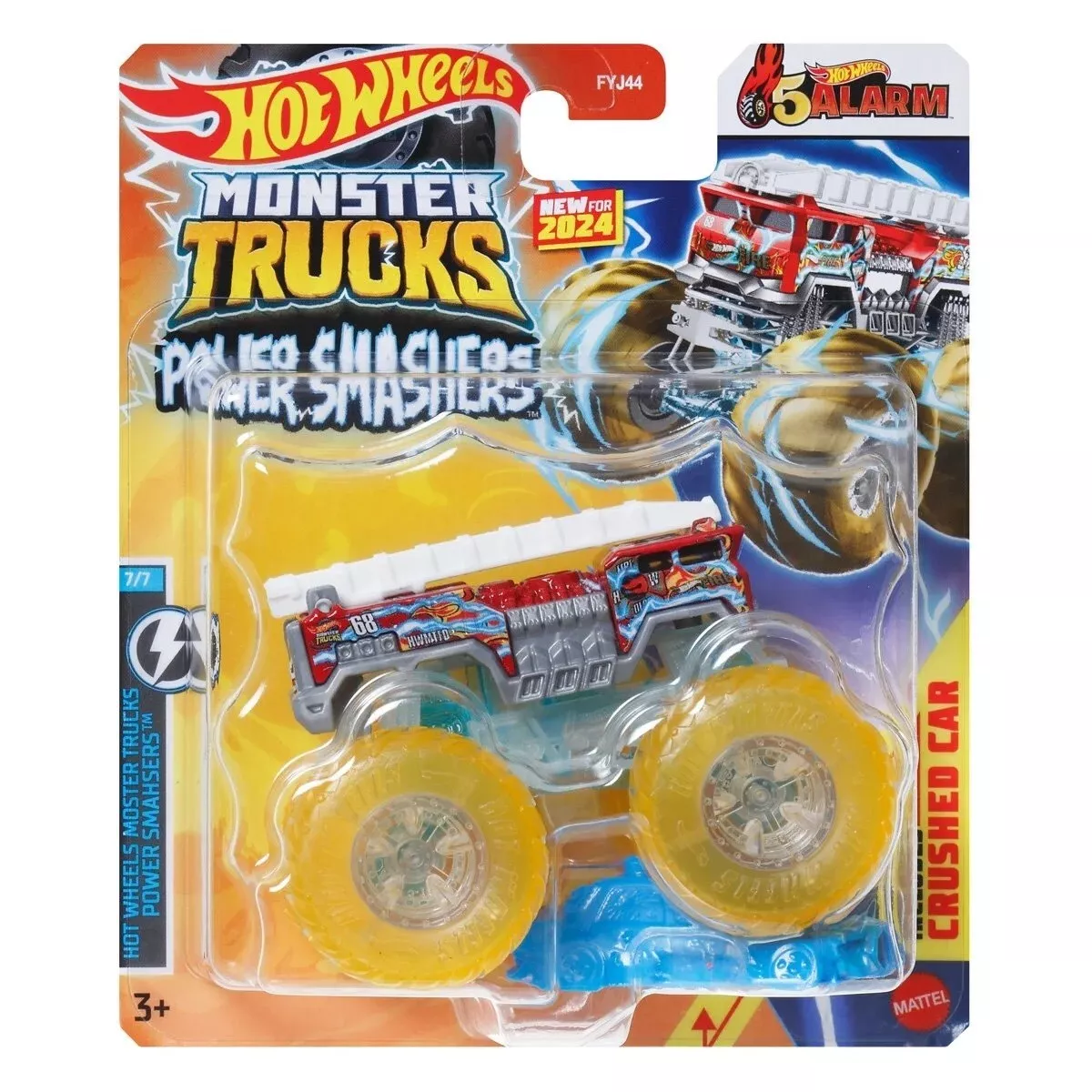 Hot Wheels Monster Trucks 5 Alarm, Yellow, 1:64 Scale