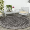thumbnail image 3 of SAFAVIEH Courtyard Zavier Geometric Bordered Indoor/Outdoor Area Rug, 6'7" x 6'7" Round, Black/Beige, 3 of 9