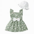 thumbnail image 1 of Gubotare Robes pour Bébés Filles Tout-Petits Robe Brodée Smockée Manches à Volants Robe à Carreaux Vêtements Mignons 6 9 Mois (Vert,6-9 Months), 1 of 9