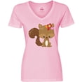 thumbnail image 3 of Inktastic Cute Squirrel, Squirrel With Flowers, Fluffy Tail Women's V-Neck T-Shirt, 3 of 5