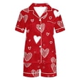 thumbnail image 5 of Lenago Womens Pajamas Women Printed Stand Up Collar Pocket Short Sleeved Top Shorts Home Wear Pajama Set Red Xl, 5 of 9