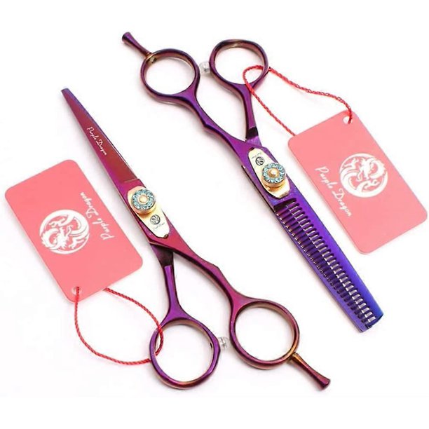 Juego de tijeras de peluquería profesionales de 15 cm (6 pulgadas) de acero inoxidable con mango ergonómico.