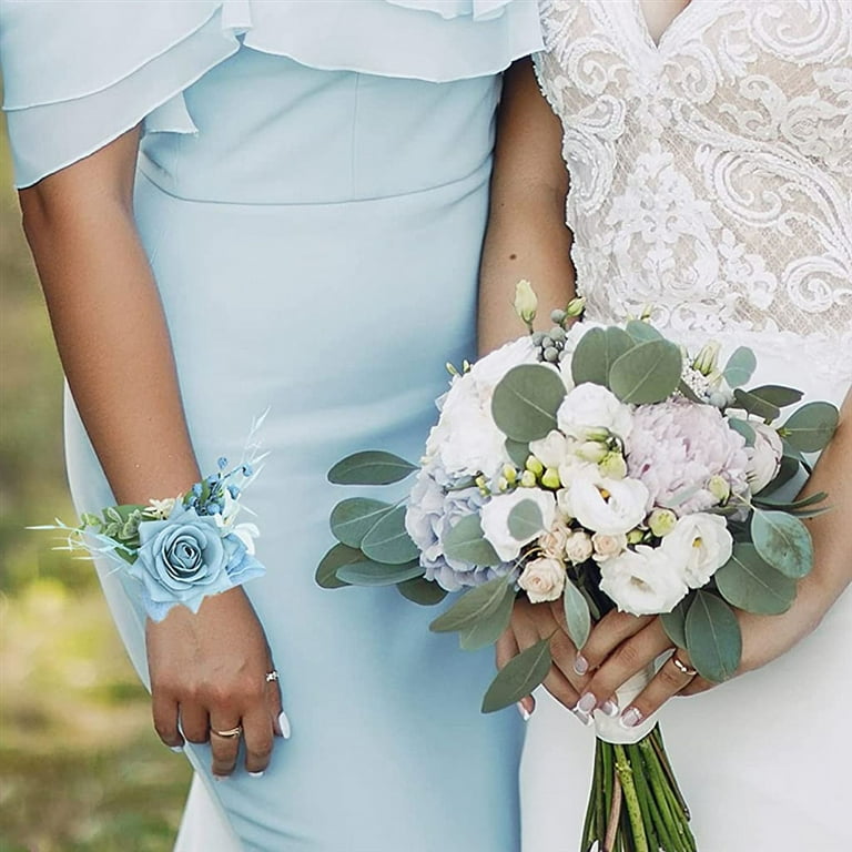 open lace back dress Navy Blue Wrist Corsage