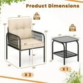 thumbnail image 3 of Costway 3 PCS Patio Bistro Set with Tempered Glass Table Chairs Back and Seat Cushions, 3 of 10
